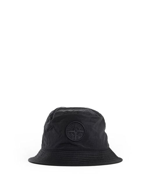 Stone Island Black Hats for men