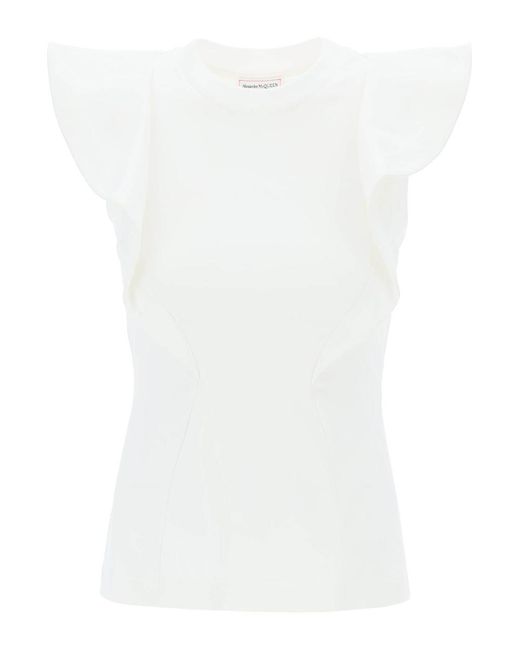 Alexander McQueen White Sleeveless T-Shirt