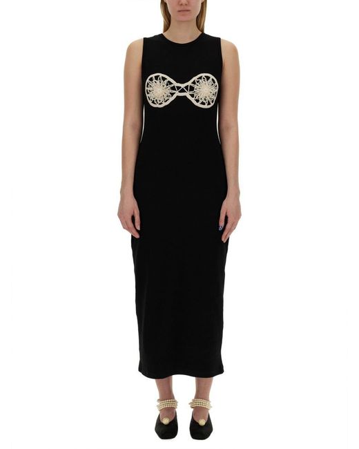 Magda Butrym Black Crochet Bra Dress