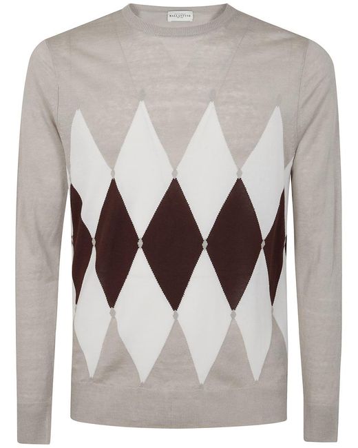 Ballantyne Gray R Neck Pullover for men