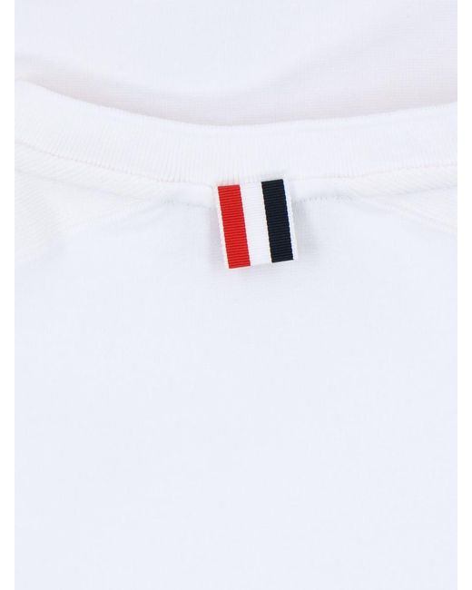 Thom Browne White "4-bar" Detail T-shirt for men