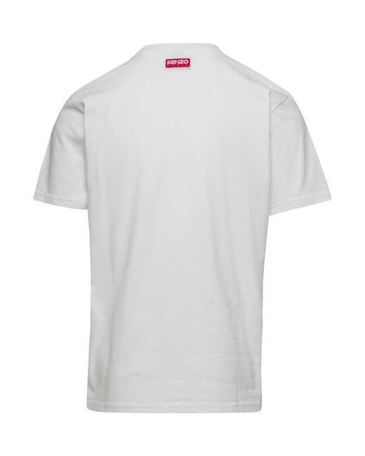 KENZO White Slim T-Shirt With Tiger Patch for men