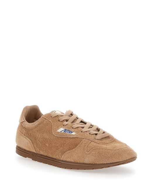 Autry Brown 'Windspin Low' Sneaker With Logo On The Side And On The Heel for men