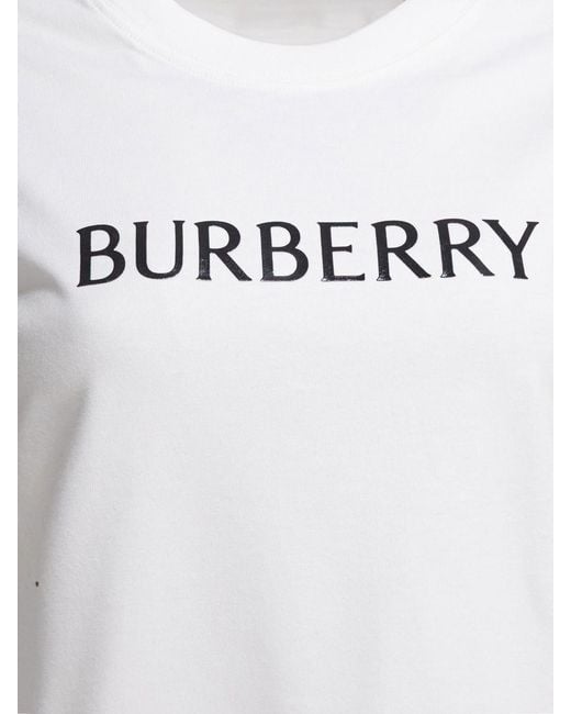 Burberry White Cotton T-Shirt With Logo