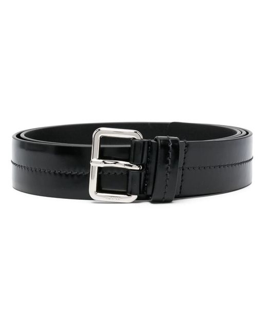 Prada Black Logo-engraved Leather Belt for men