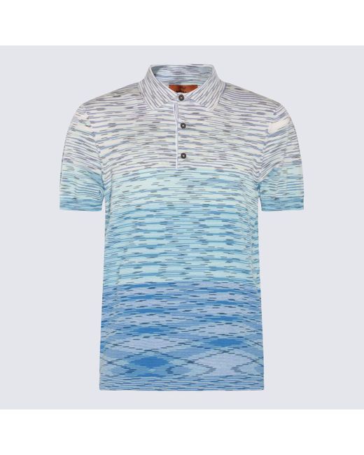 Missoni Blue Multicolour Cotton Polo Shirt for men