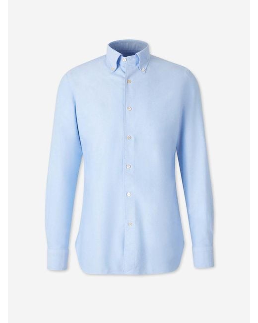 Luigi Borrelli Napoli Blue Solid Cotton Shirt for men