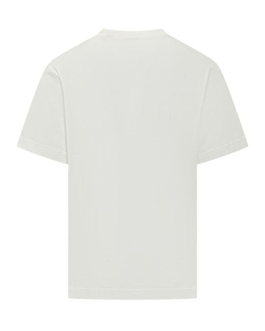 Burberry White Cotton T-Shirt With Front Logo for men