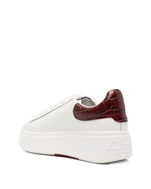 Ash White Moby Crocodile-Effect Sneakers