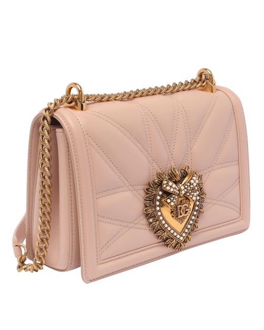 Dolce & Gabbana Pink Medium 'devotion' Bag In Quilted Nappa Leather