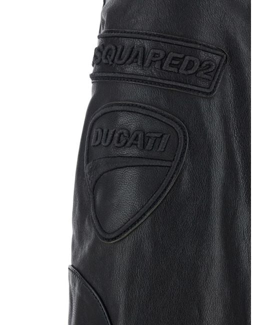 DSquared² Blue 'Ducati X D2' Jacket With Mandarin Collar And Logo Embossed On The Back for men
