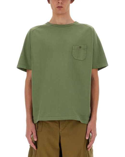 Nigel Cabourn Green Cotton T-Shirt for men