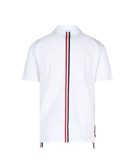 Thom Browne White Polo Shirt With Tricolor Detail On The Back for men