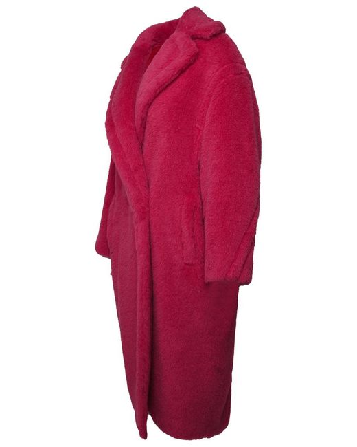 Max Mara Red Fuchsia Alpaca Blend Tedgirl Coat