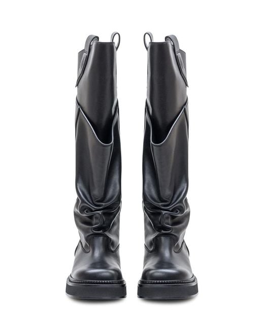 The Attico Blue High Boots With Asymmetrical Design