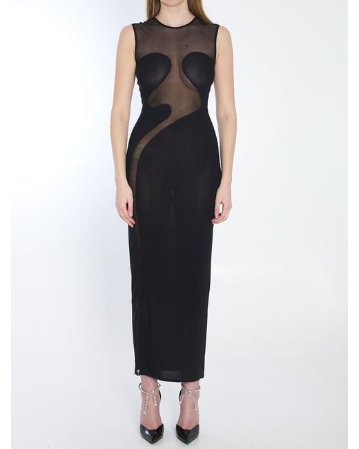 Alaïa Black Knit Molded Midi Dress
