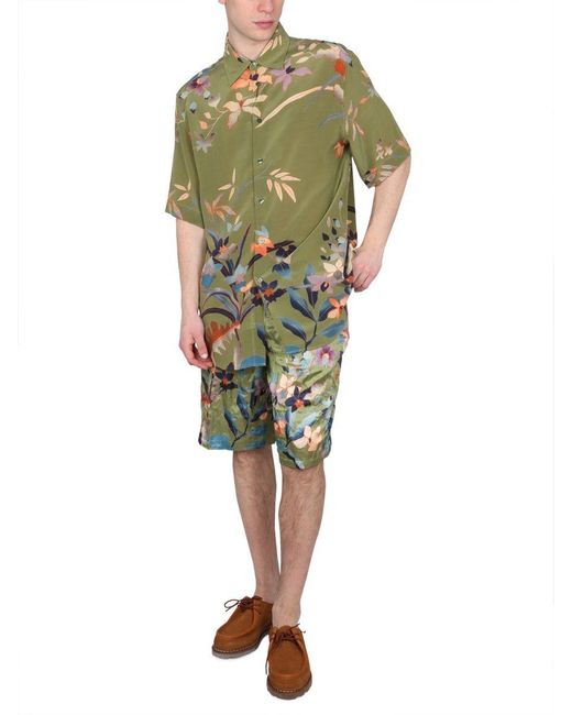 Etro Green Printed Shorts for men