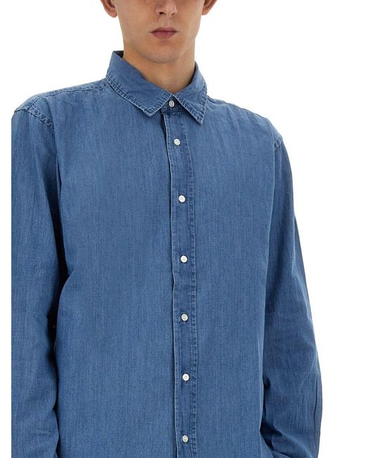 Aspesi Blue Denim Shirt for men