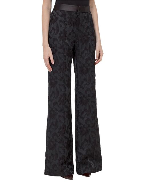 Alexis Black Pants With Floral Embroidery