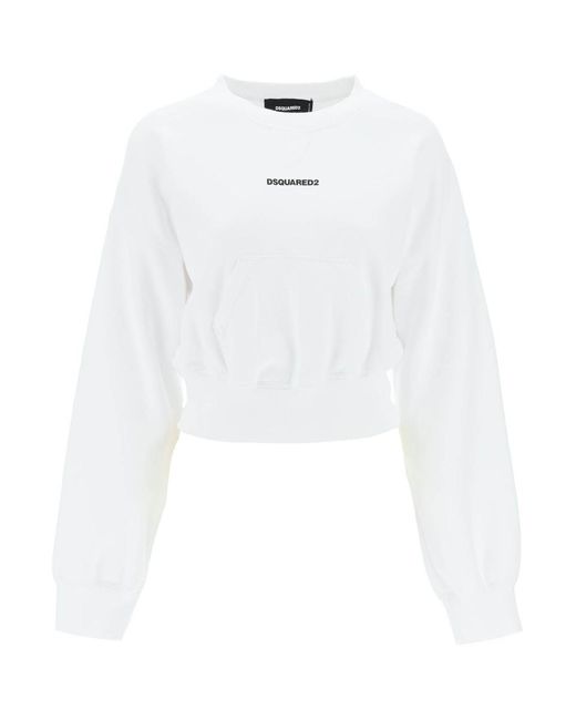DSquared² White Cropped Sweatshirt With Logo