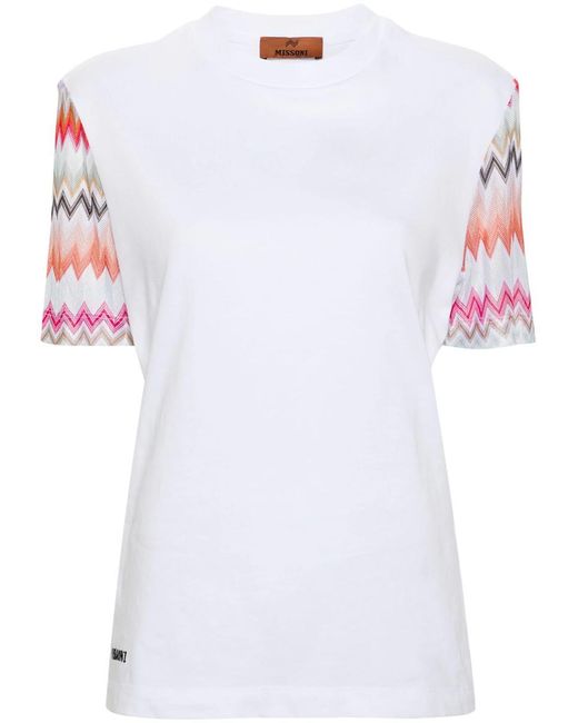 Missoni White T-Shirt With Zigzag Sleeves