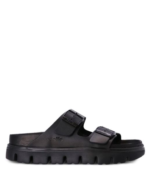 Birkenstock Black Arizona Leather Sandals With Two Buckle Straps