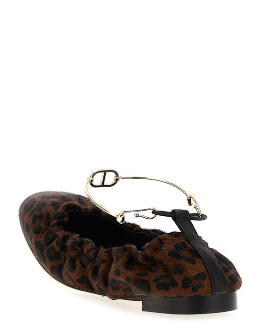 Twinset Black Animal Print Ballet Flats