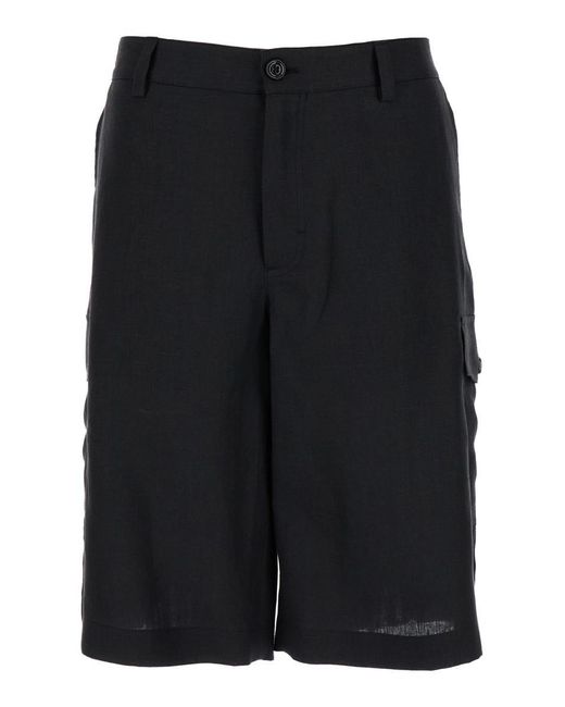 Dolce & Gabbana Black Linen Cargo Bermuda Shorts For for men