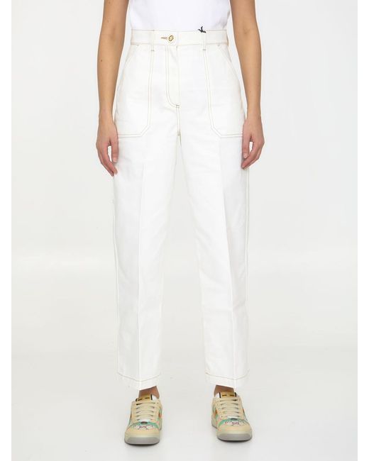 Gucci White Cotton Denim Trousers