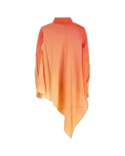 Zimmermann Orange Two-Tone Silk Tranquillity Shirt