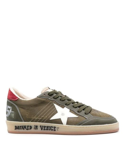 Golden Goose Deluxe Brand Green Ball Star Sneakers In Used Leather for men