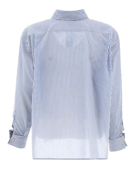 Max Mara Blue "Vertigo" Masculine-Style Organza Shirt