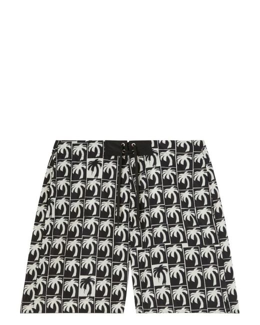 Palm Angels Black Logo-print Swim Shorts for men