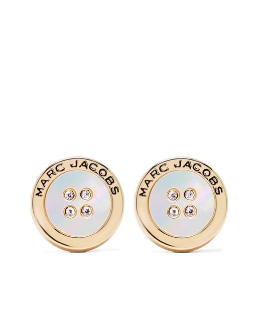 Marc Jacobs Metallic The Button Mother Of Pearl Stud Earrings
