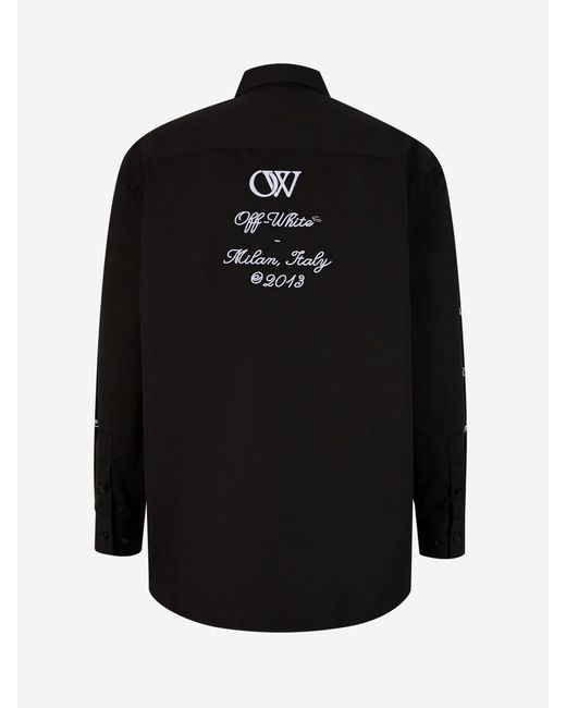 Off-White c/o Virgil Abloh Black Embroidered Cotton Shirt for men