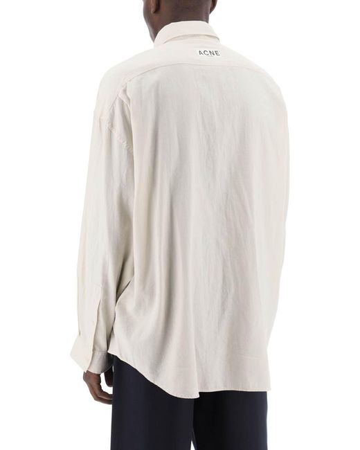 Acne White Oversized Cotton Shirt For for men
