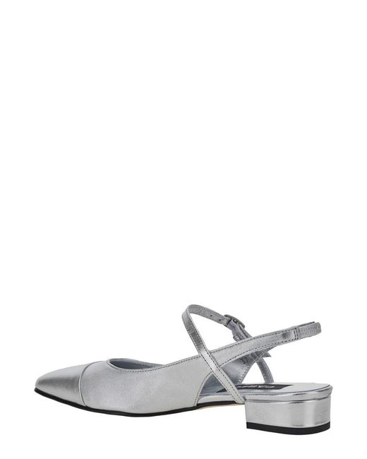 CAREL PARIS White 'Oceano' Colored Slingback Ballet Shoes With Contrasting Toe
