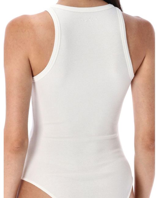 Alaïa White Sculpting-Rib Jersey Bodysuit