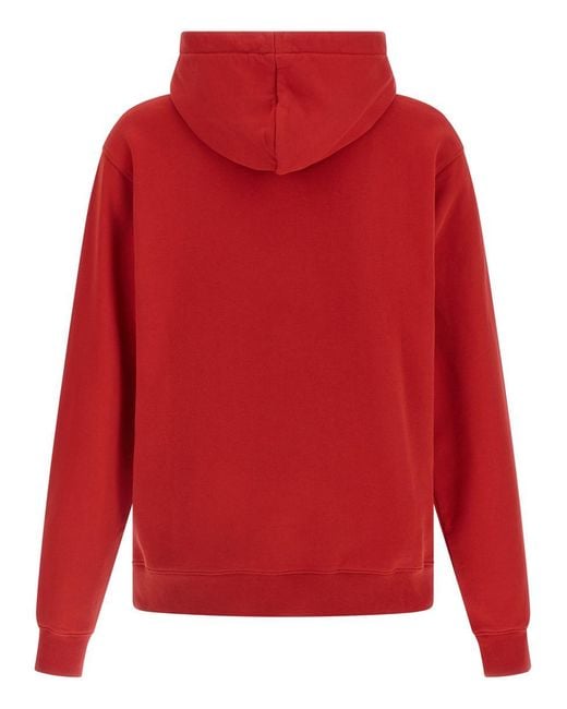 Jacquemus Red Grosgrain-Finish Hooded Sweatshirt With Logo Detail for men