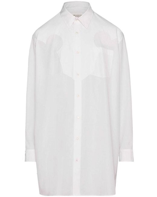 Maison Margiela White Cotton-Poplin Mini Shirtdress