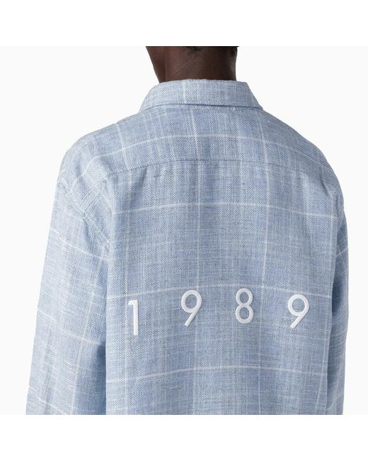 1989 STUDIO Blue Flannel Shirt Sky for men