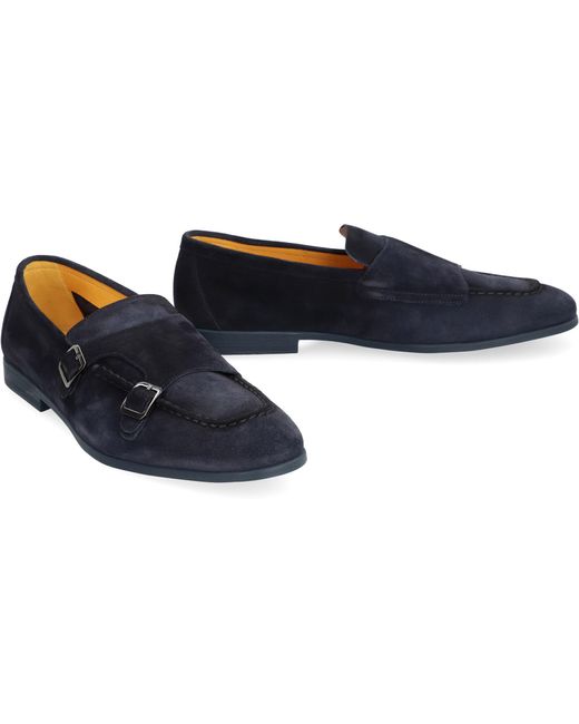 Doucal's Black Duke Suede Monk-Strap Shoes for men