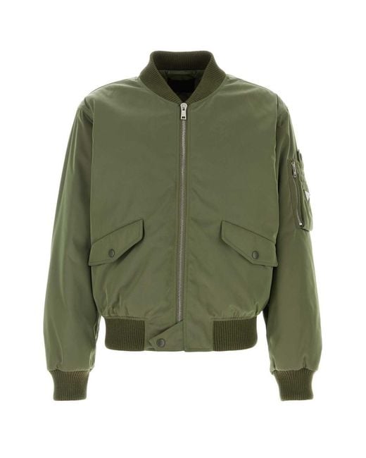 Prada Green Nylon Bomber Jacket for men