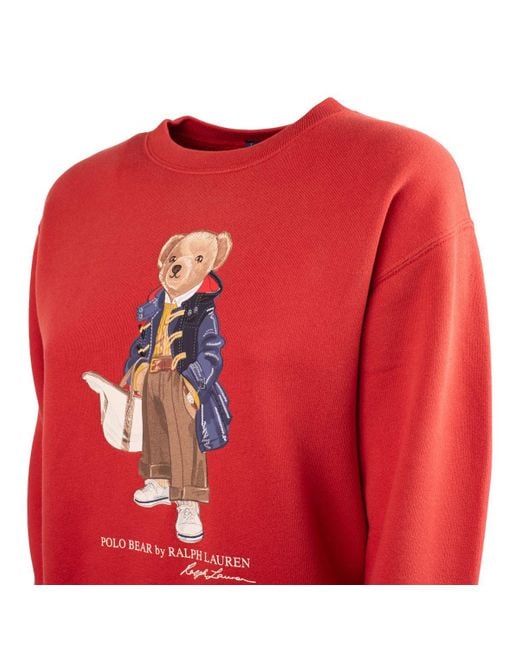 Ralph Lauren Red Polo Bear Crewneck Sweatshirt