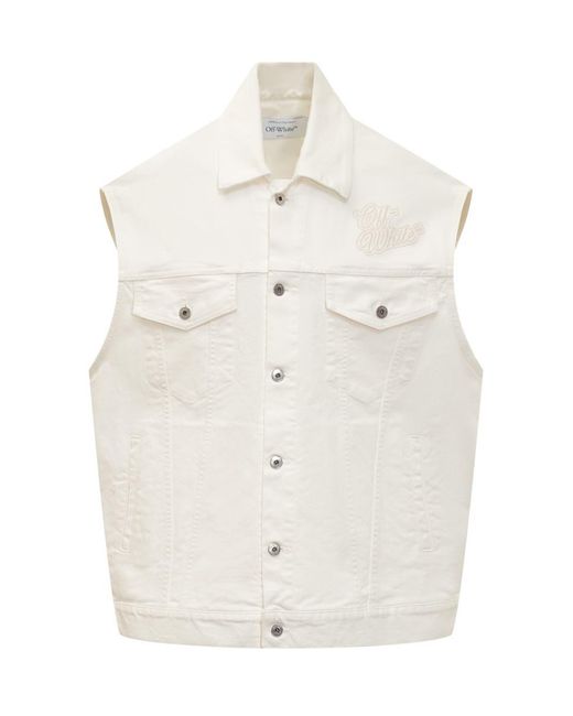 Off-White c/o Virgil Abloh White Jeans Vest With Logo for men