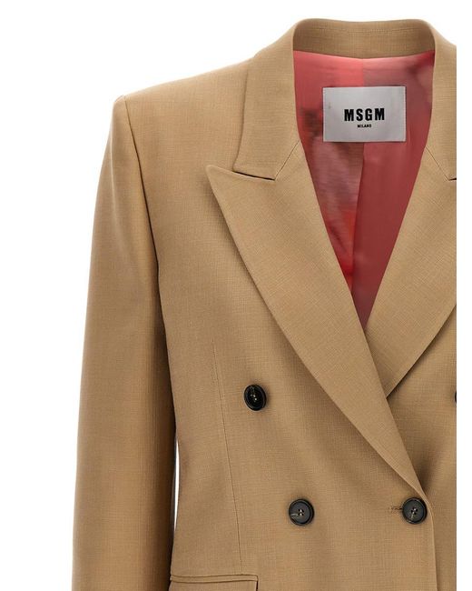 MSGM Natural Double-breasted Blazer Blazer And Suits