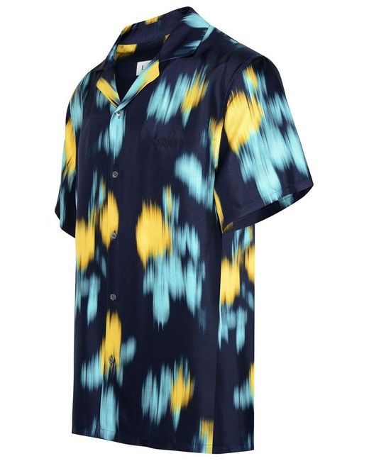 Lanvin Blue Abstract-pattern Silk Shirt for men