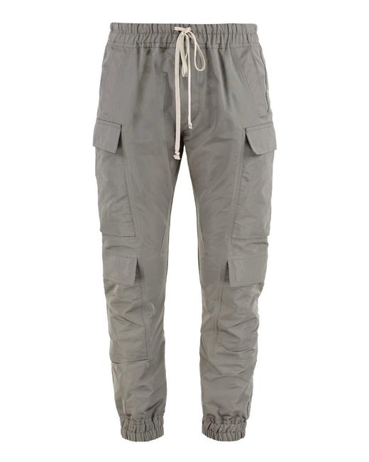 Rick Owens Gray Nylon Cargo Pants for men