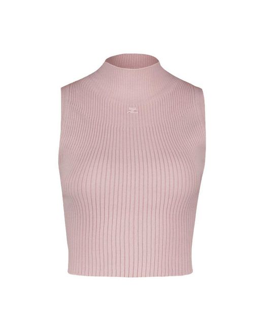 【関税込み】Mockneck T-Shirt - Courreges - Cotton - Pink Courreges Mockneck T-Shirt in Pink | Lyst Canada