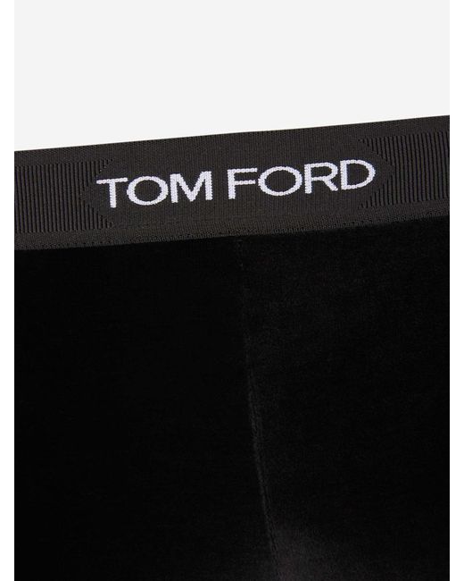 Tom Ford Black Logo Velvet LEGGINGS